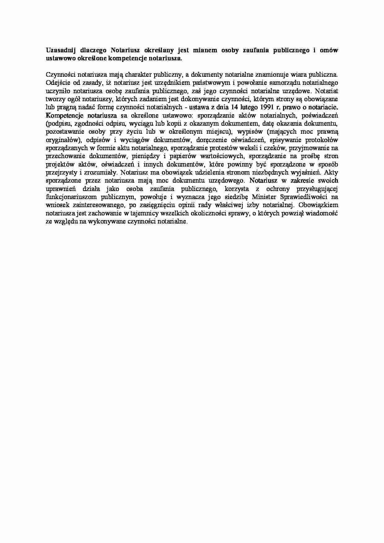 Kompetencje notariusza-opracowanie - strona 1
