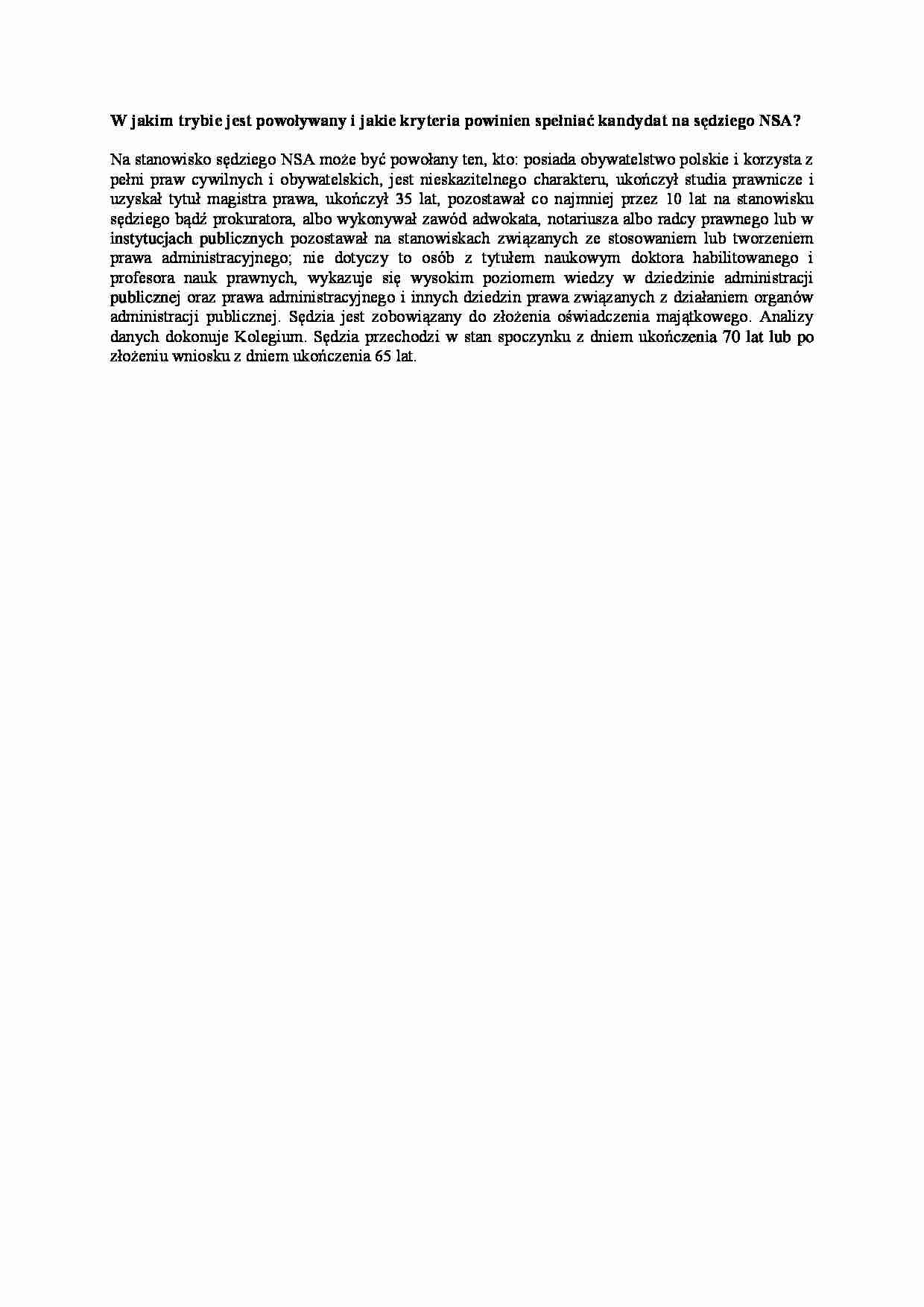 Powołanie sędziego NSA-opracowanie - strona 1