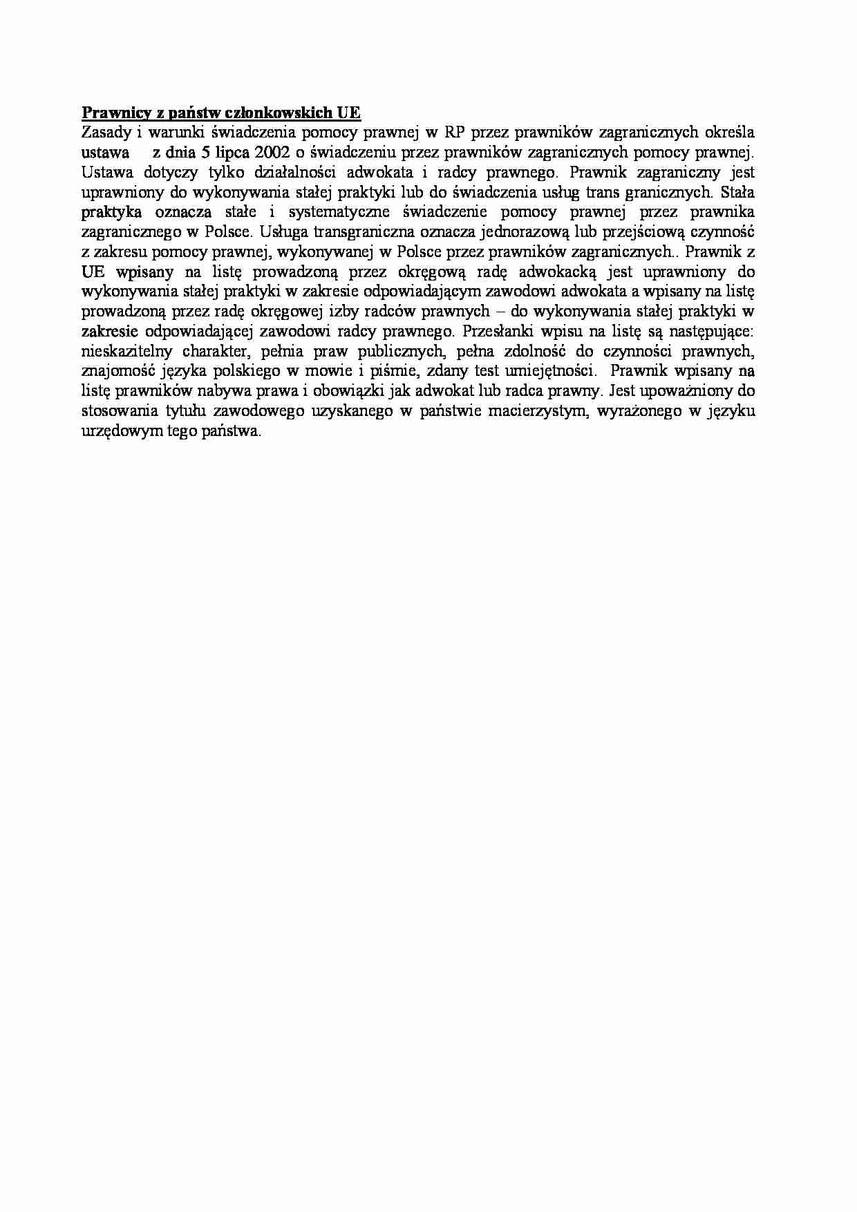 Prawnicy z państw członkowskich UE-opracowanie - strona 1