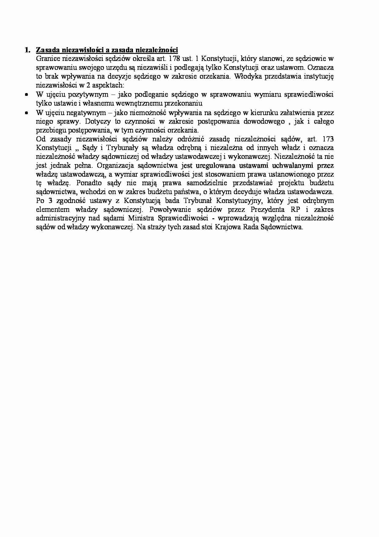  Zasada niezawisłości a zasada niezależności-opracowanie - strona 1