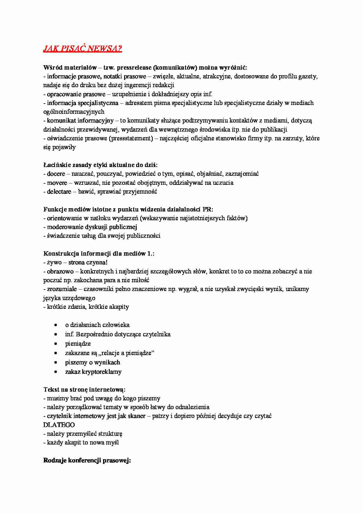 Jak napisać newsa-opracowanie - strona 1