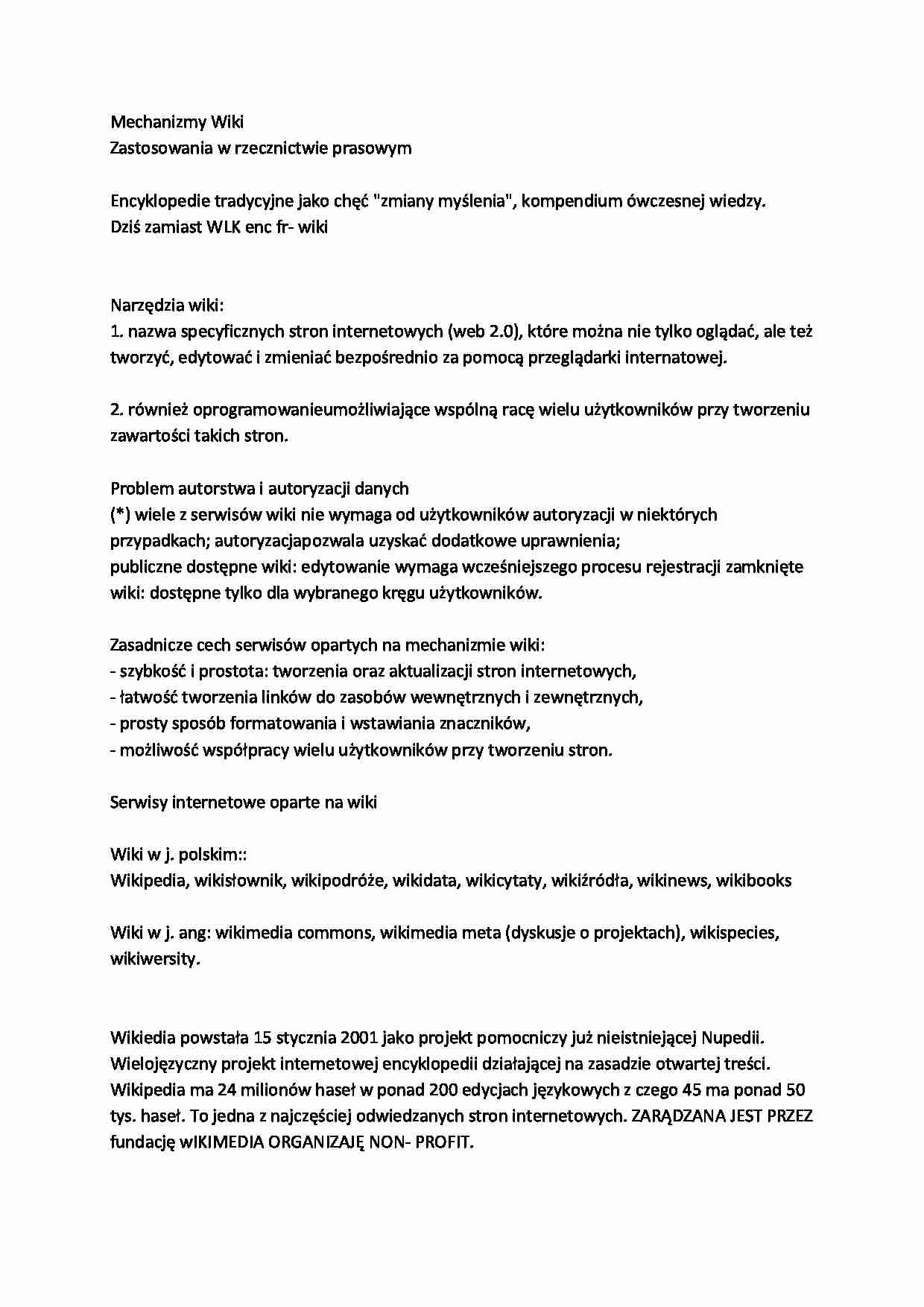 Mechanizmy wikipedii-opracowanie - strona 1