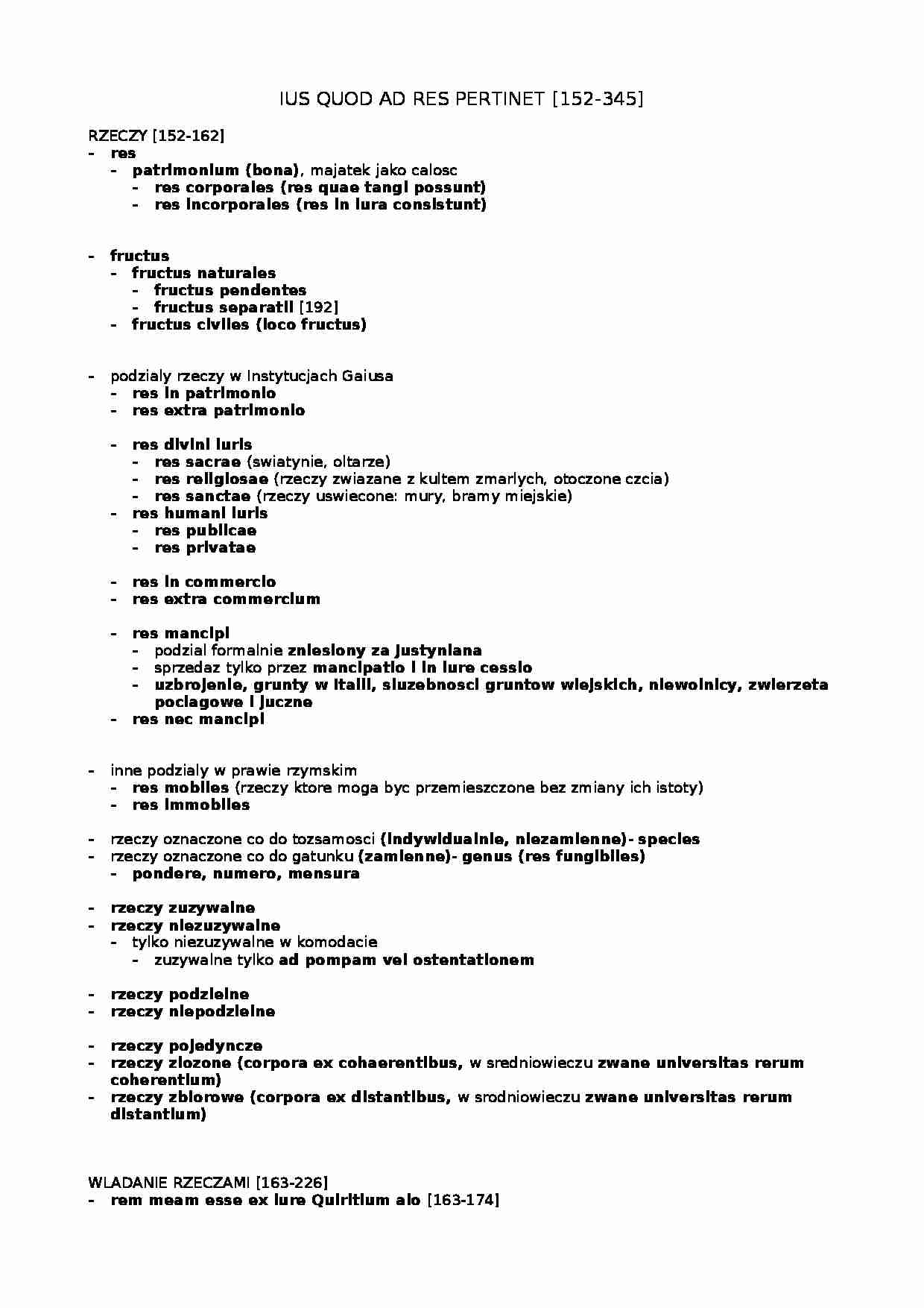 Rzeczy w prawie rzymskim-opracowanie - strona 1
