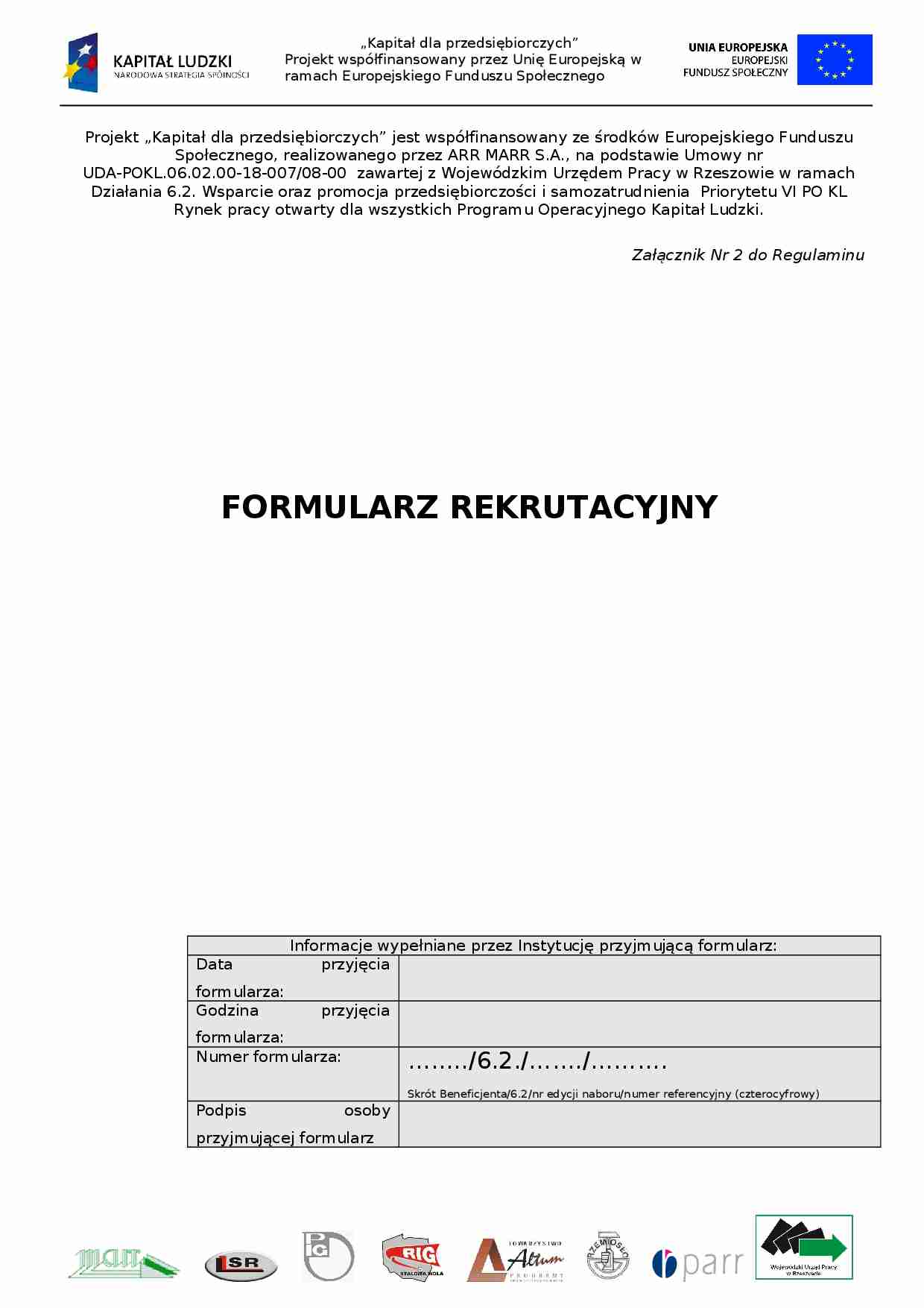  Formularz rekrutacyjny ze zmianami - strona 1