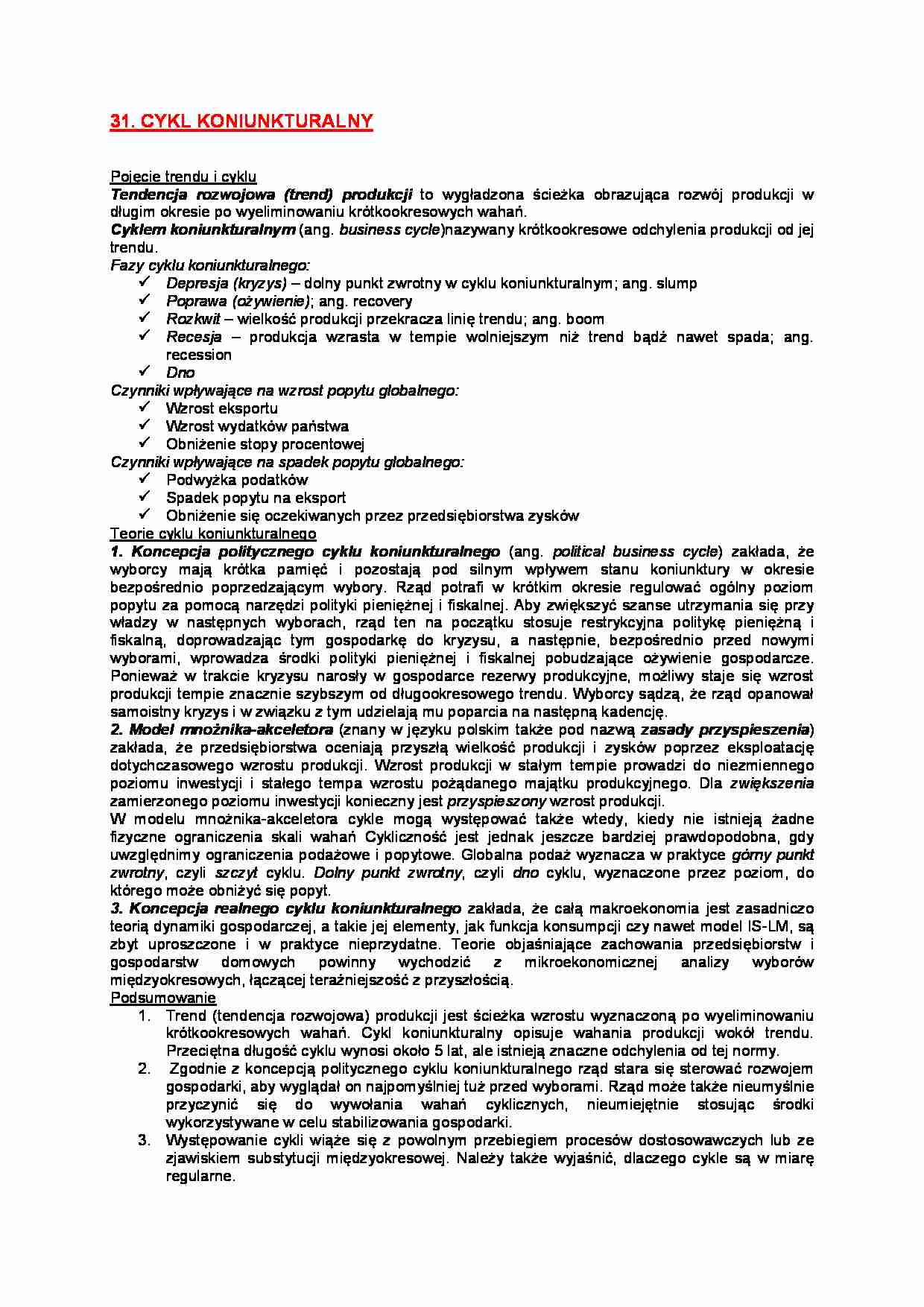 Zagadnienie cykl koniukturalny - strona 1