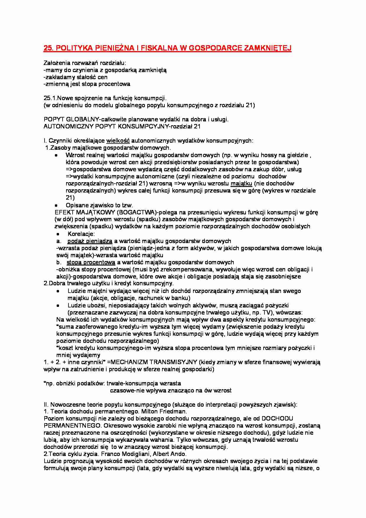Zagadnienie-polityka pieniężna i fiskalna w gospodarce zamkniętej - strona 1