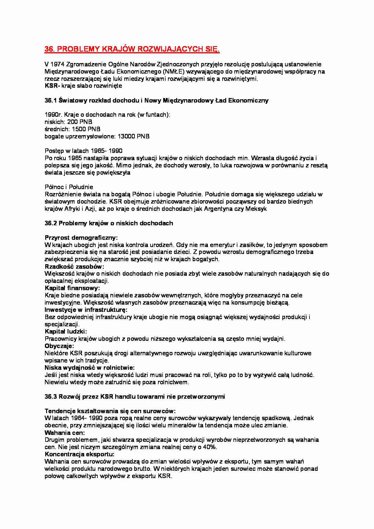 Zagadnienie-problemy krajów rozwijających się - strona 1