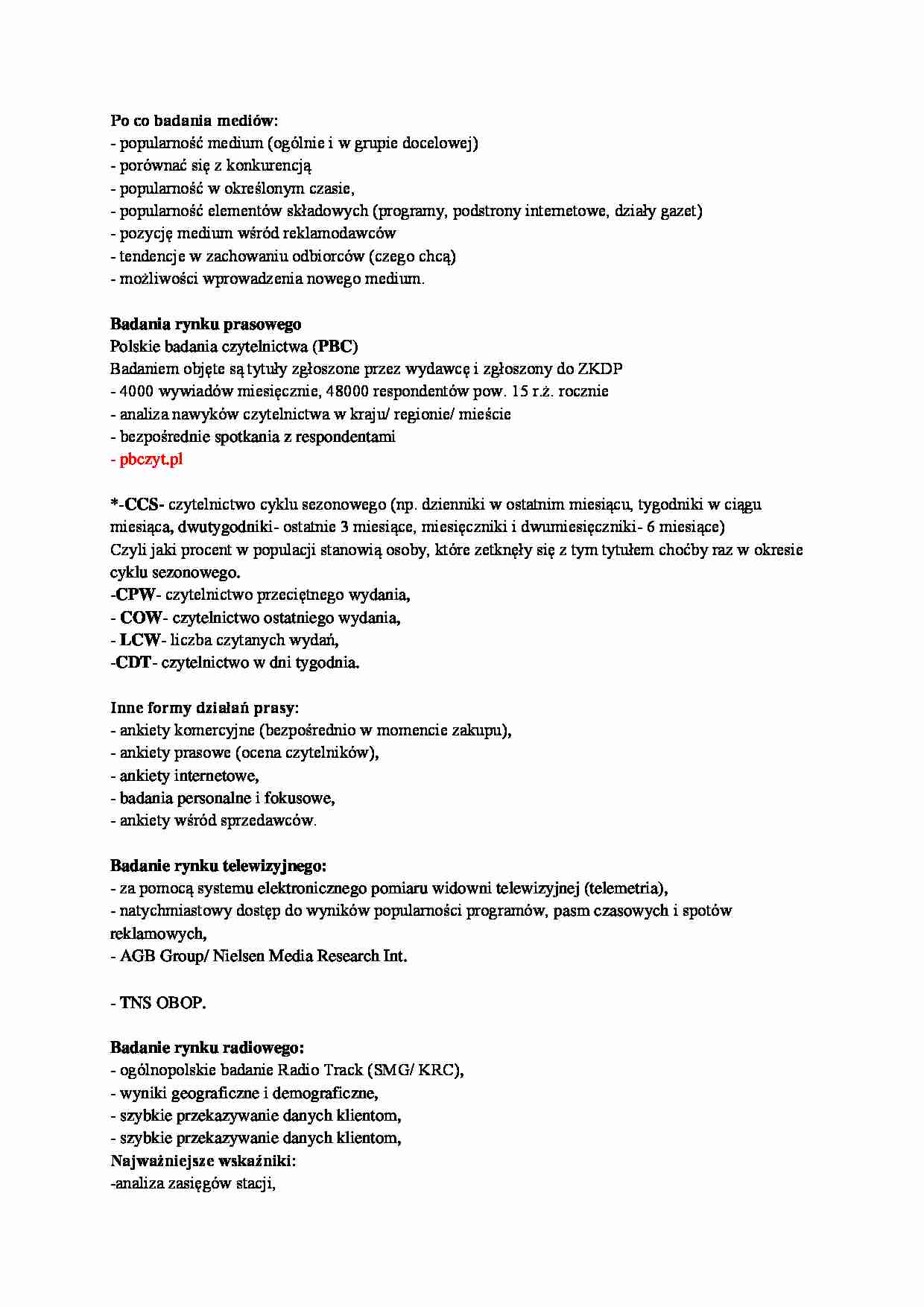 Badania mediów-opracowanie - strona 1
