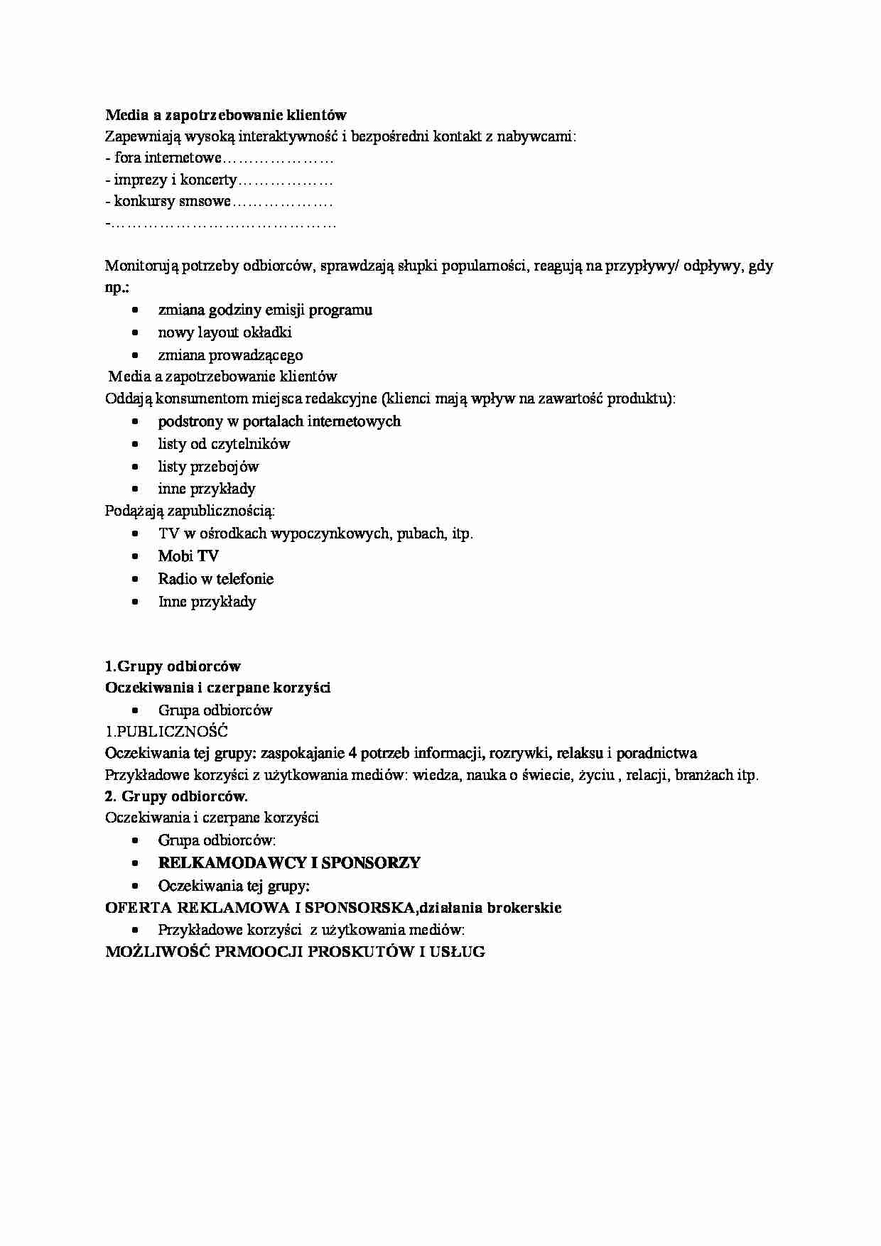 Media a zapotrzebowanie klientów-opracowanie - strona 1