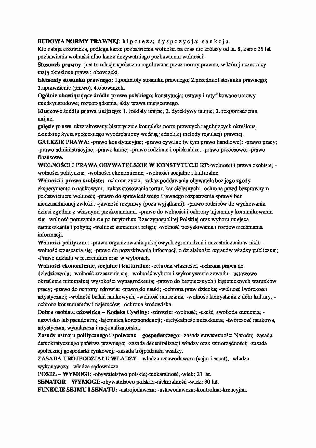 Budowa normy prawnej-opracowanie - hipoteza - strona 1