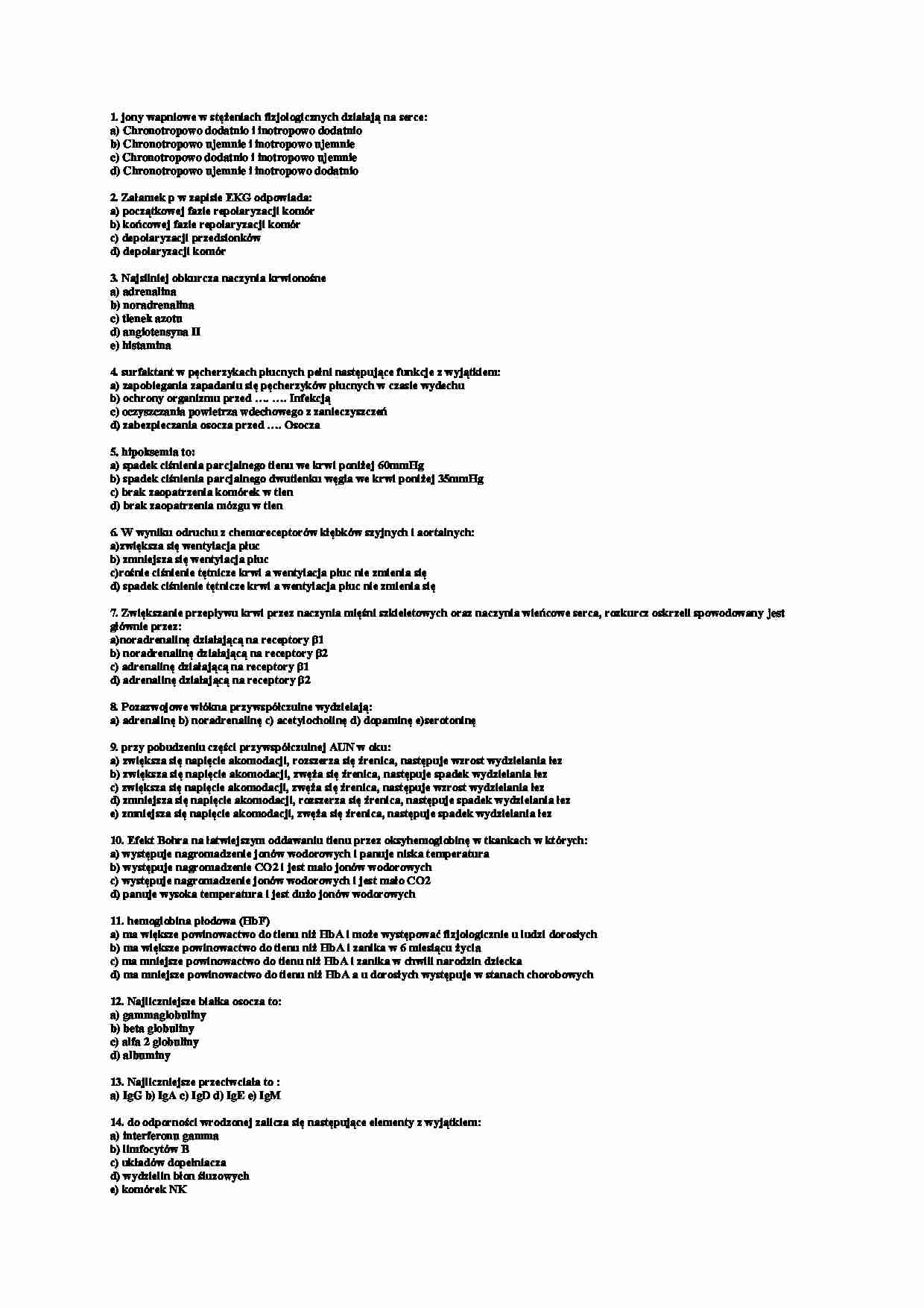 Fizjologia - test - strona 1