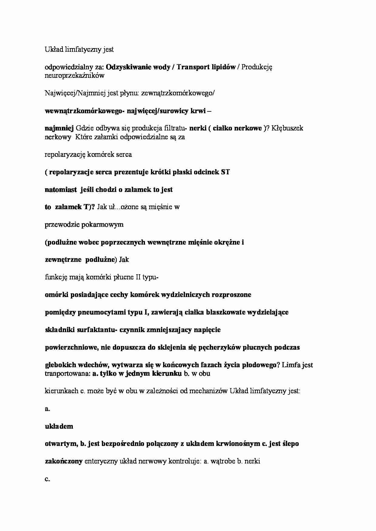 Test z fizjologii - strona 1