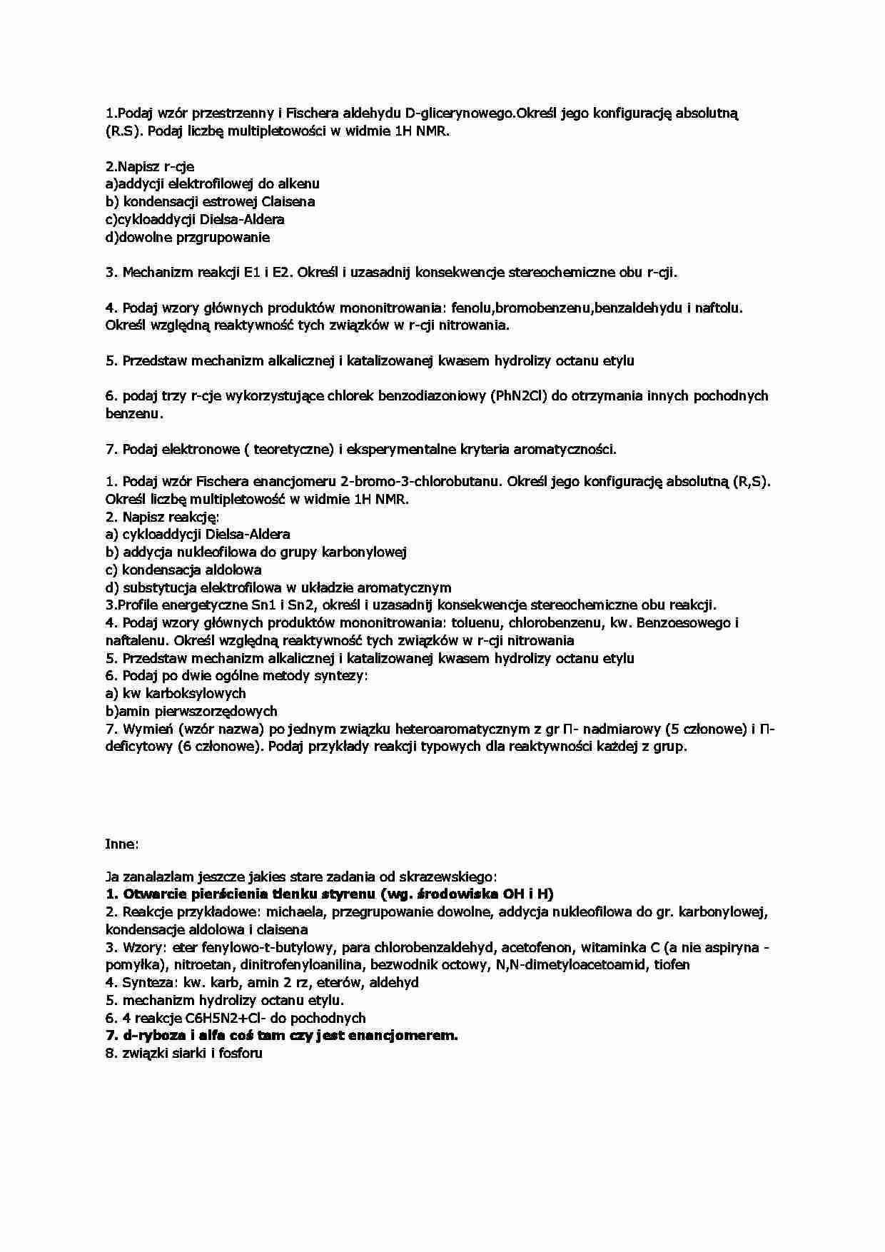 Egzamin - chemia organiczna - strona 1