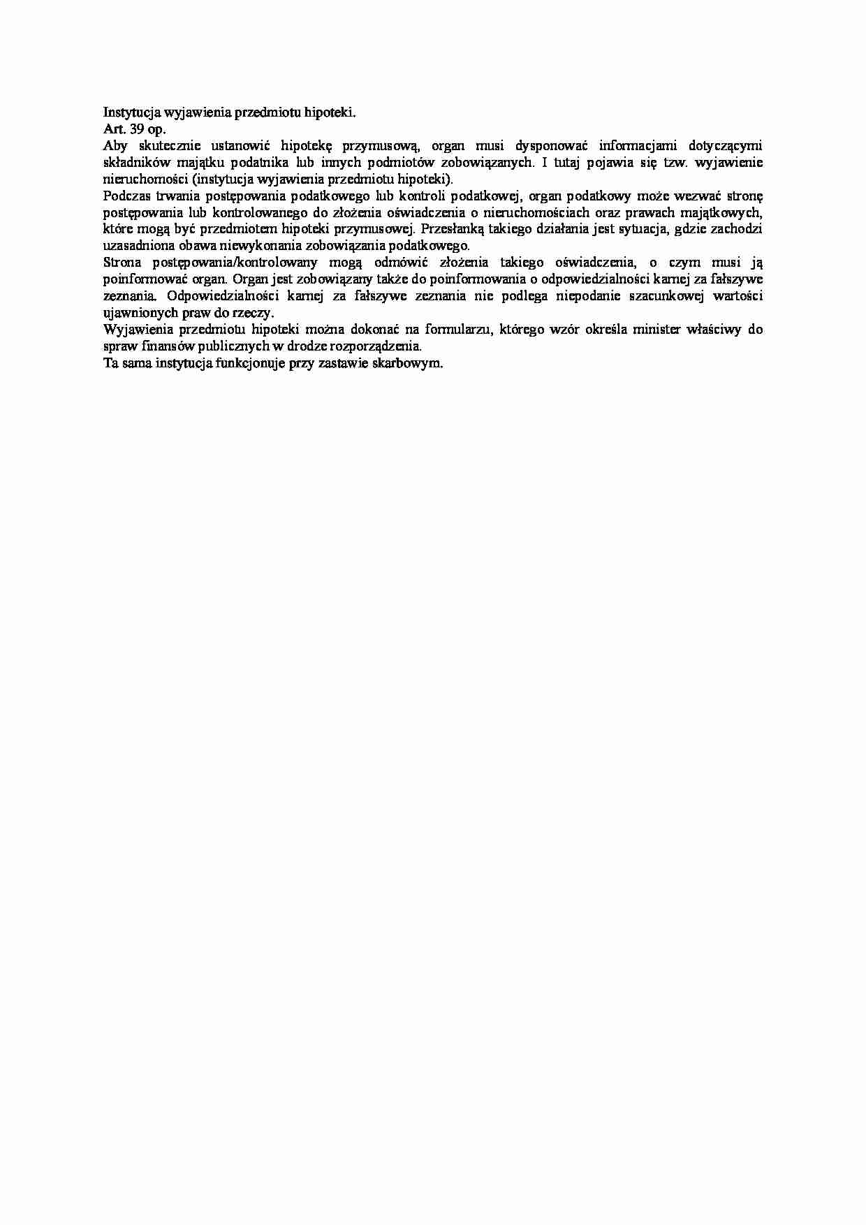instytucja wyjawienia przedmiotu hipoteki - omówienie - strona 1