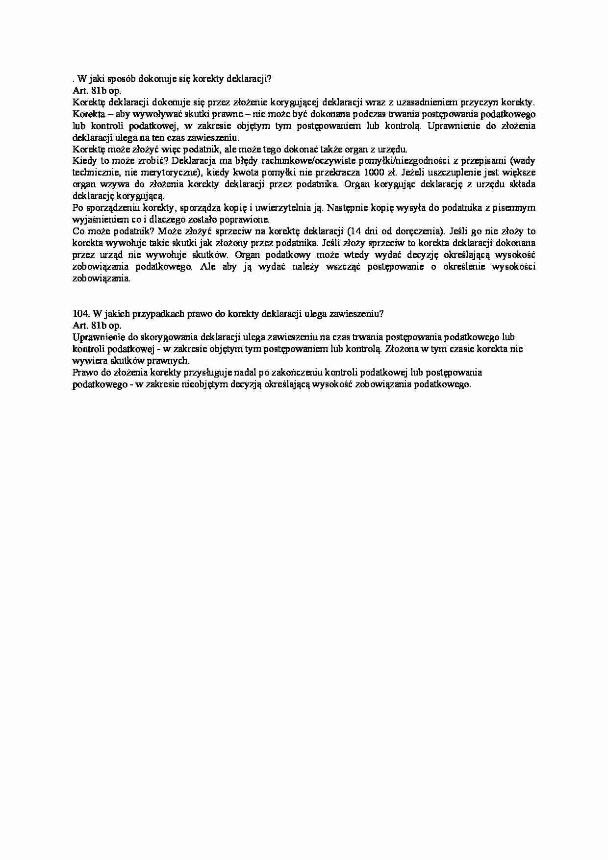 korekta deklaracji - omówienie - strona 1