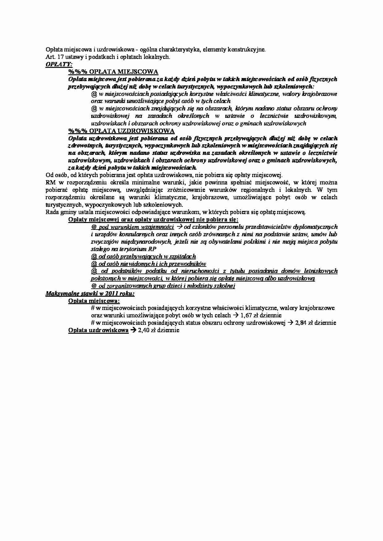 opłata miejscowa i uzdrowiskowa - omówienie - strona 1