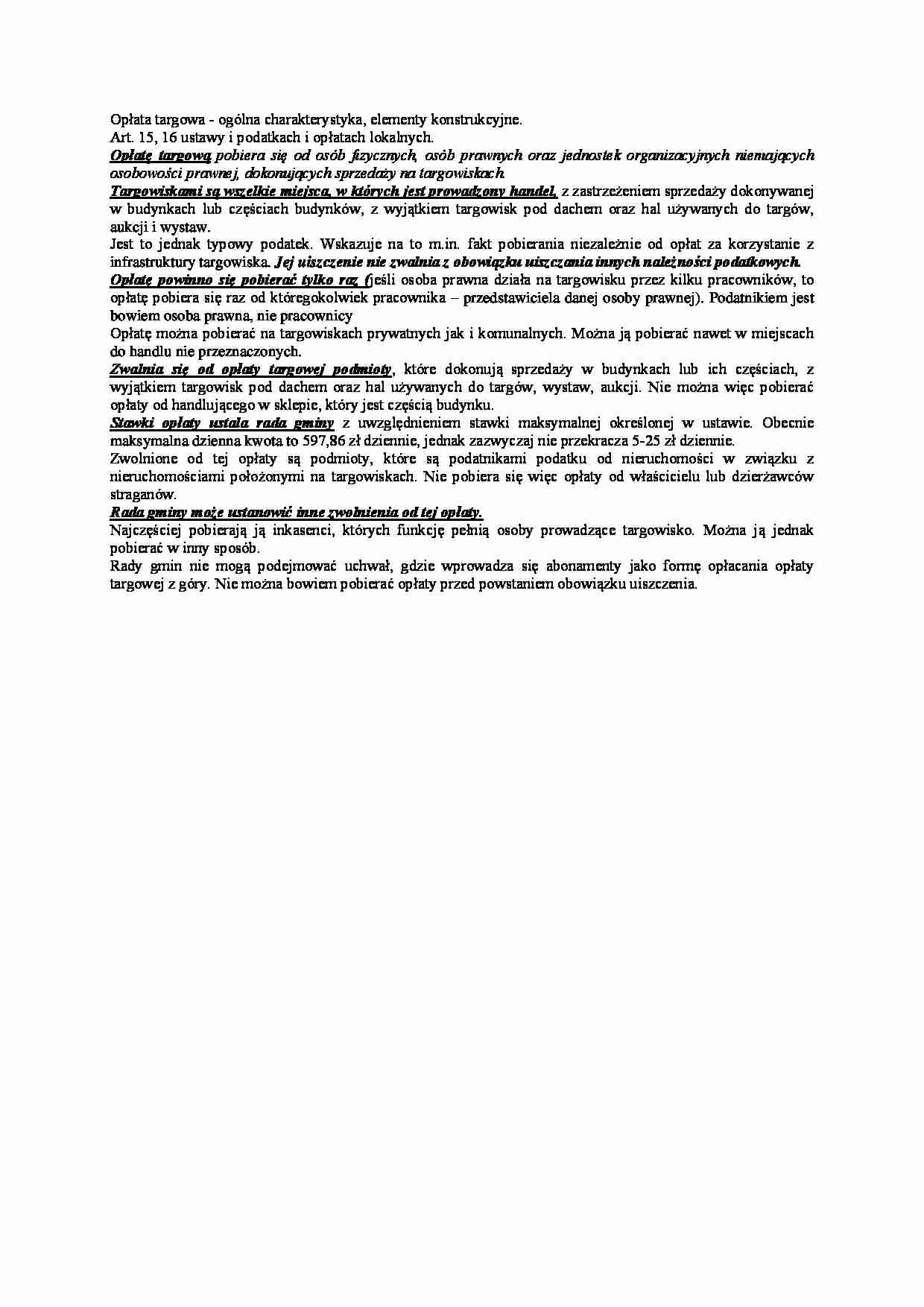 opłata targowa - omówienie - strona 1