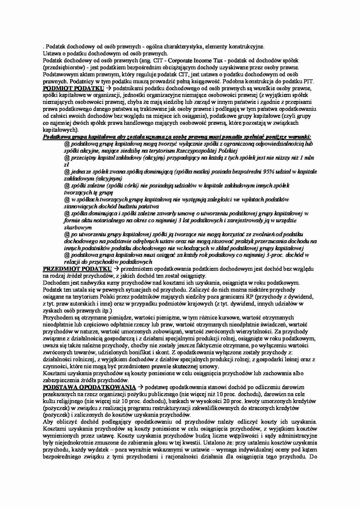 podatek dochodowy od osób prawnych - omówienie - strona 1