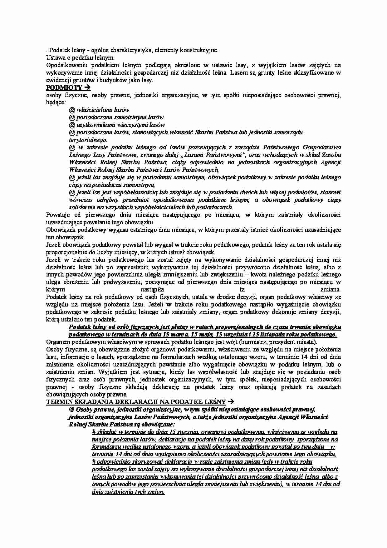 podatek leśny - omówienie - stawki - strona 1