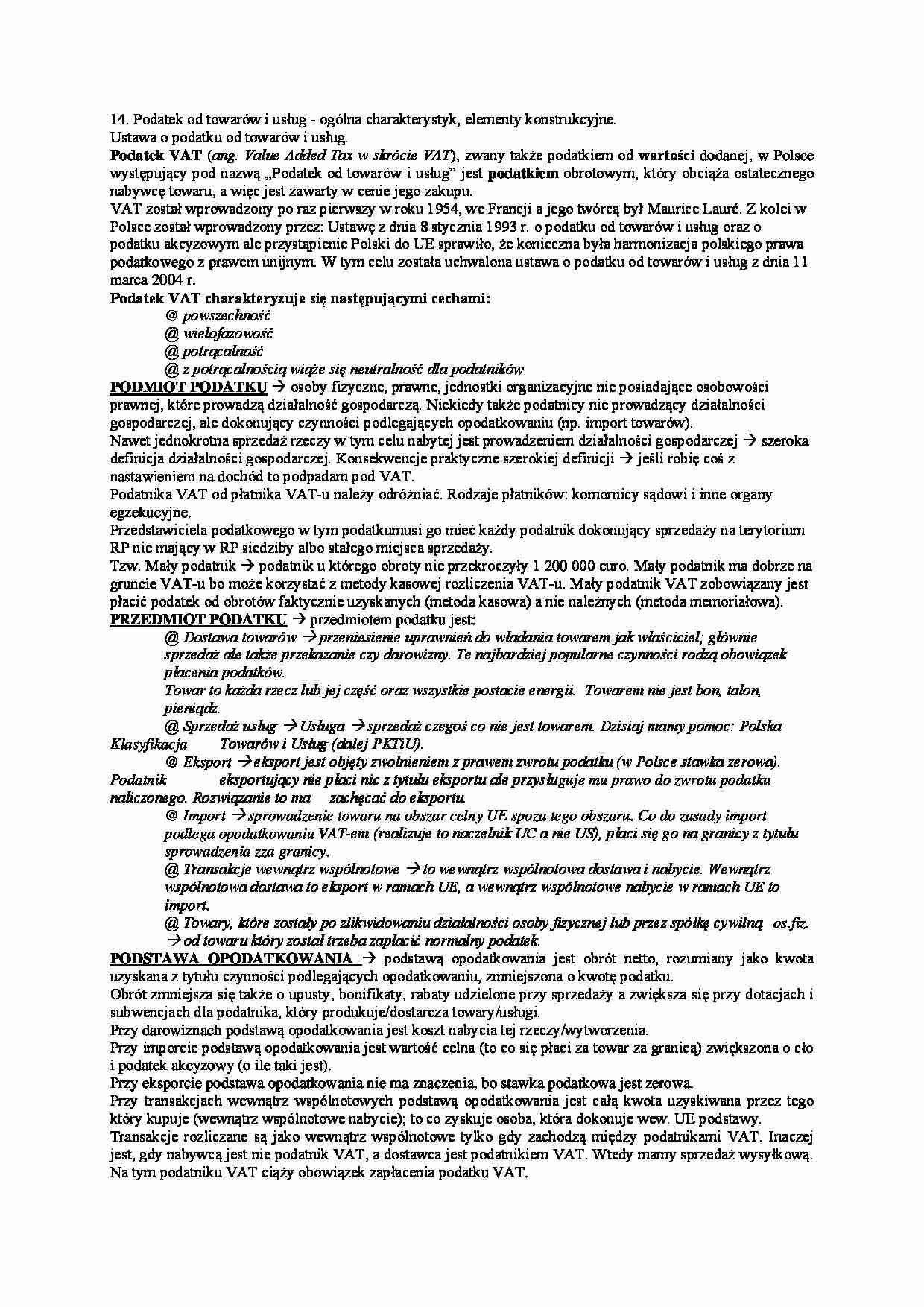 Podatek od towarów i usług - omówienie - strona 1