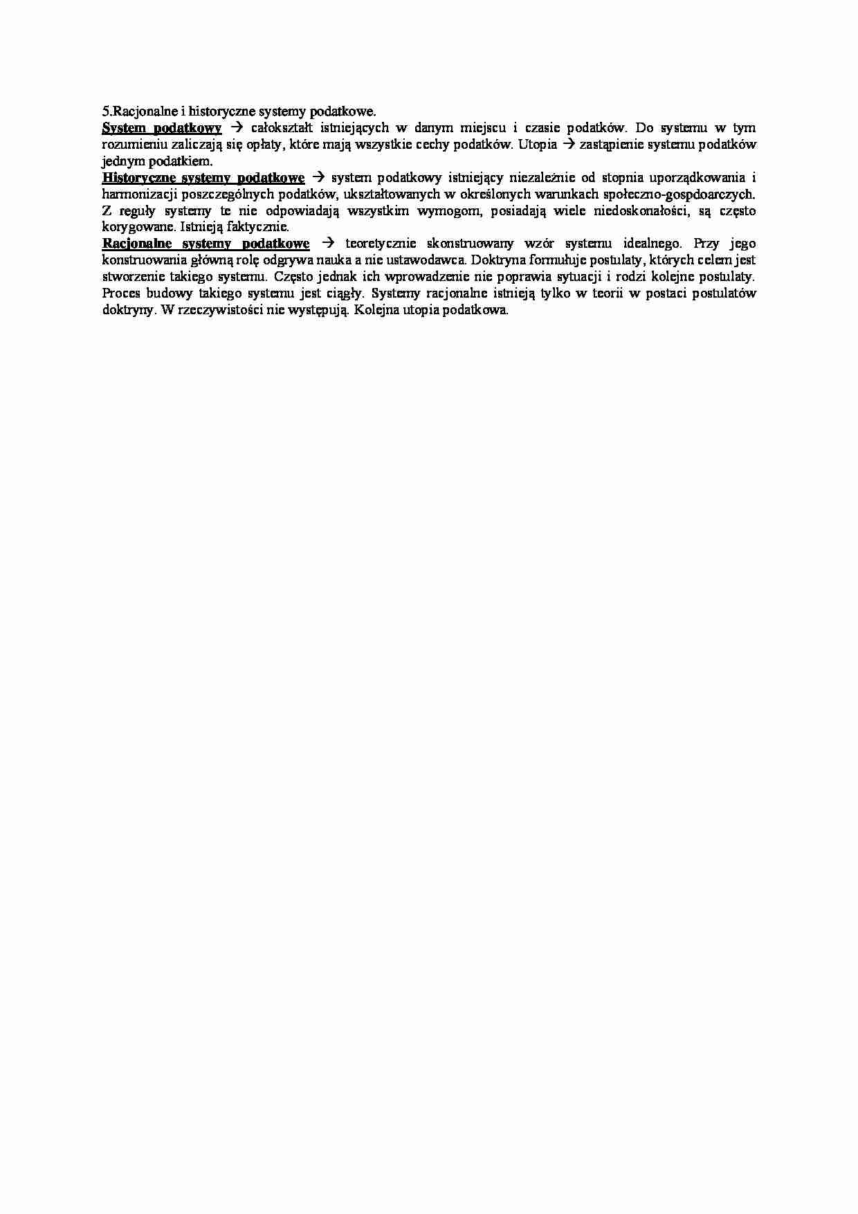 racjonalne i historyczne systemy podatkowe - omówienie - strona 1