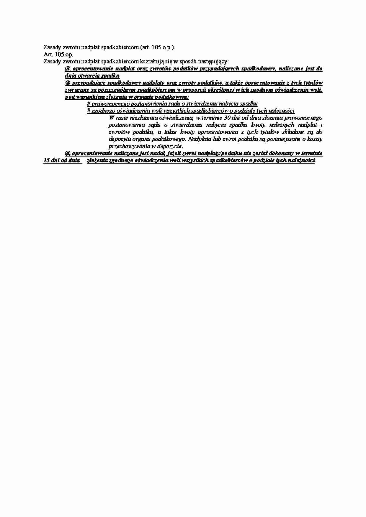 zasady zwrotu nadpłat spadkobiercom - omówienie - strona 1