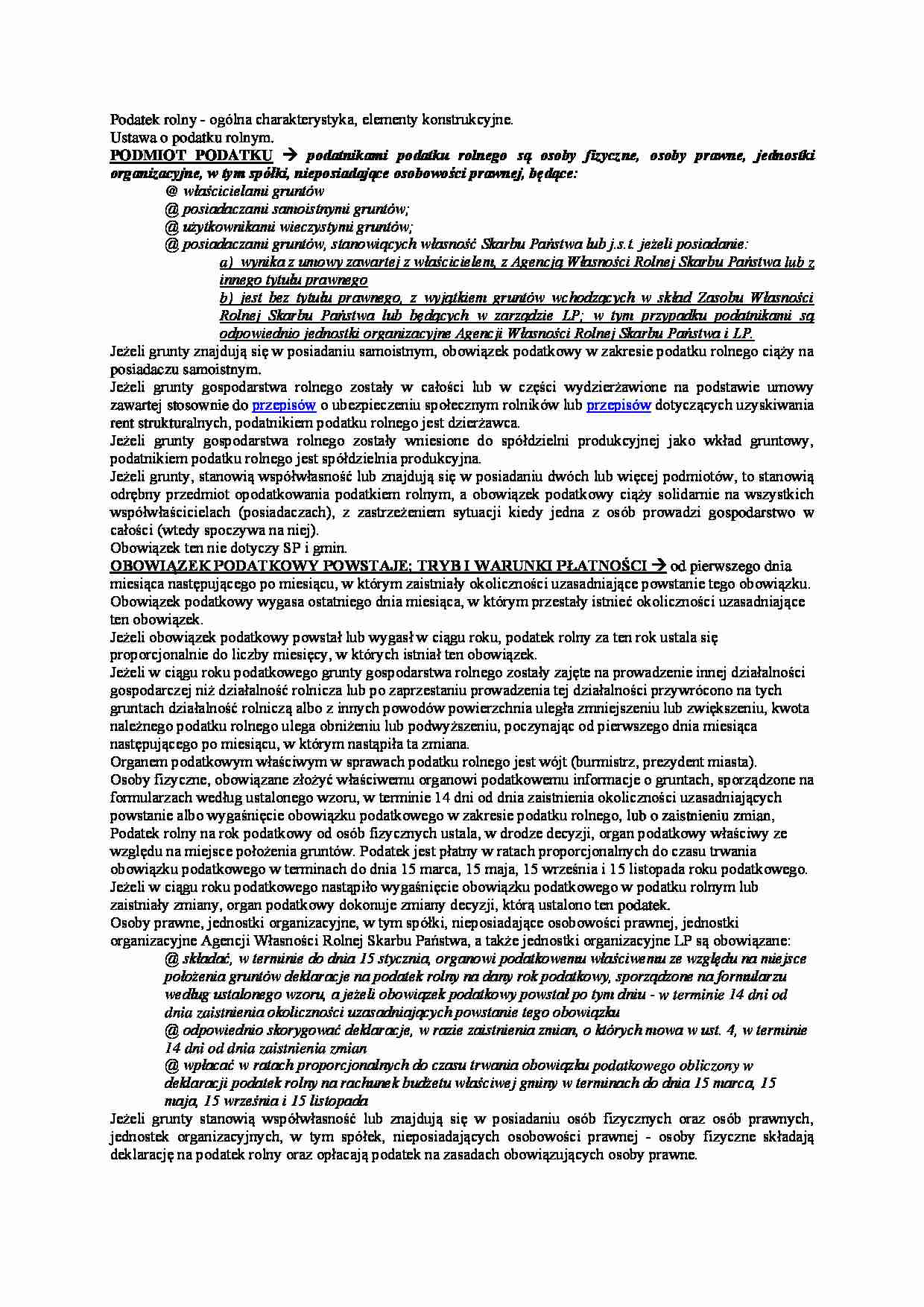 podatek rolny - omówienie - strona 1