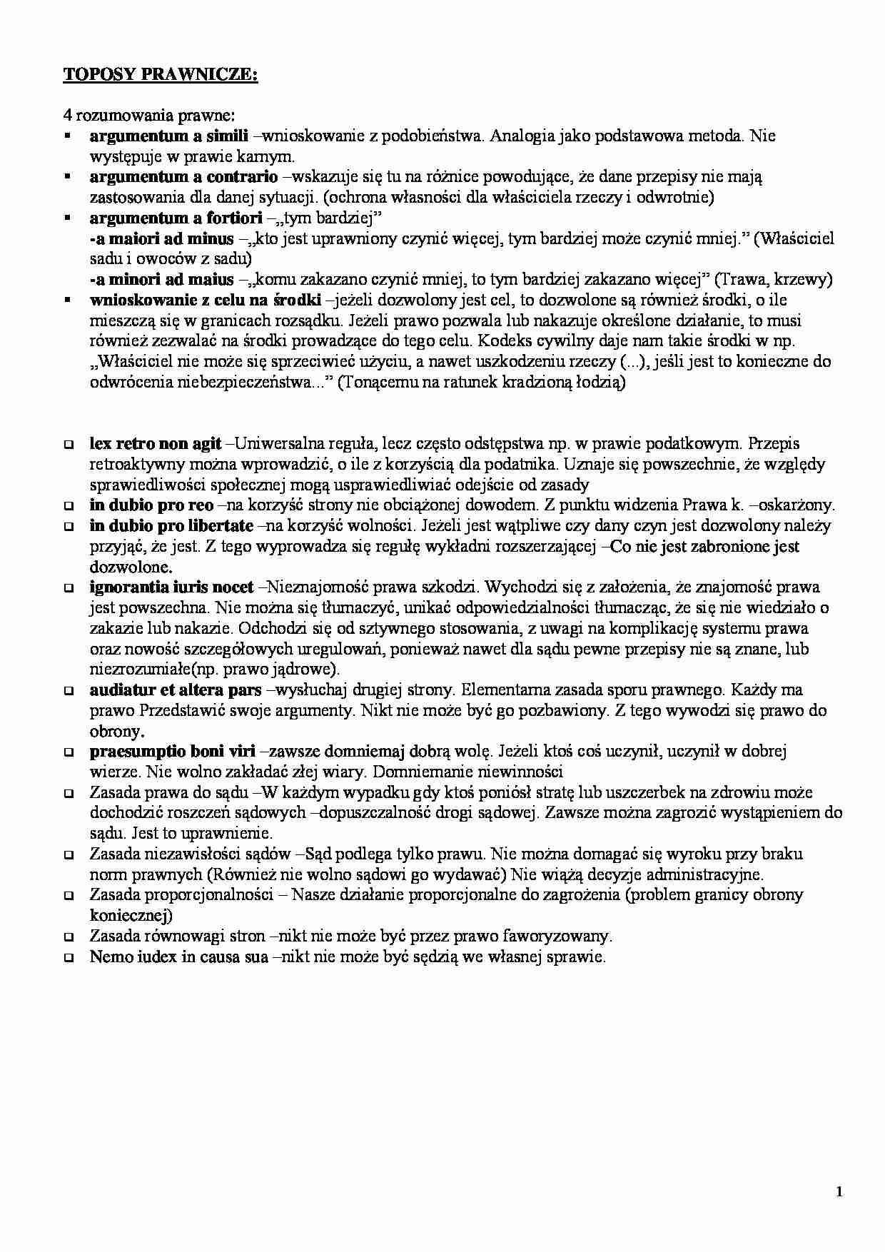 toposy prawnicze - omówienie - strona 1
