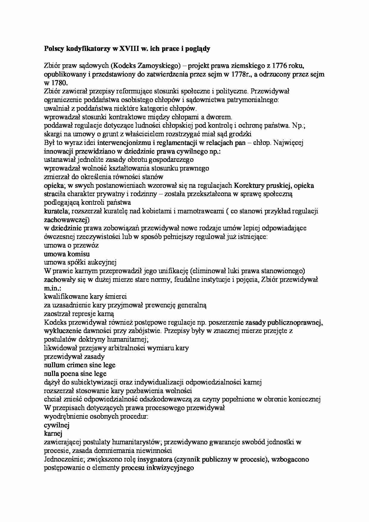 polscy kodyfikatorzy - omówienie  - strona 1