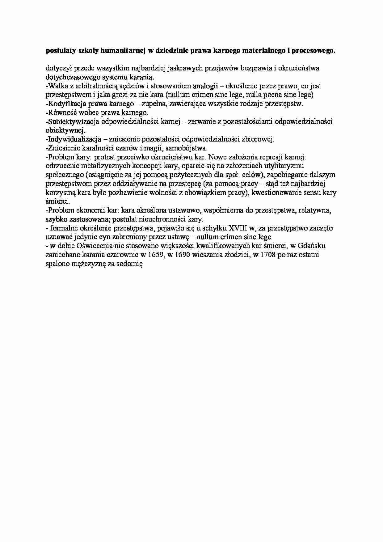 postulaty szkoły humanitarnej - omówienie - strona 1
