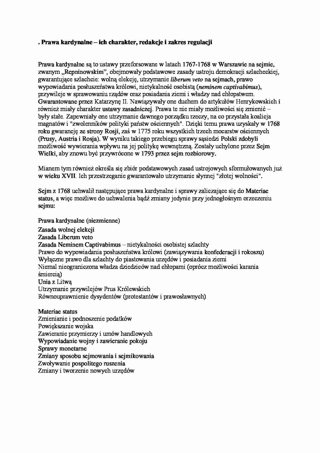 prawa kardynalne - omówienie - Wolna elekcja - strona 1