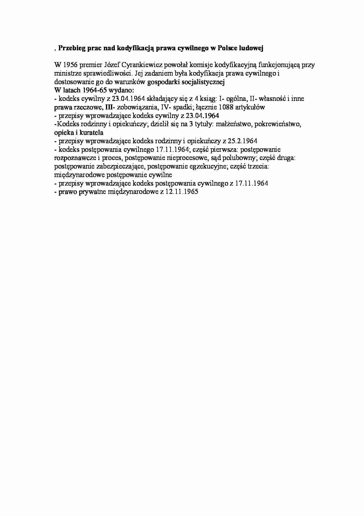 Przebieg prac nad kodyfikacją prawa cywilnego w Polsce ludowej - omówienie - strona 1