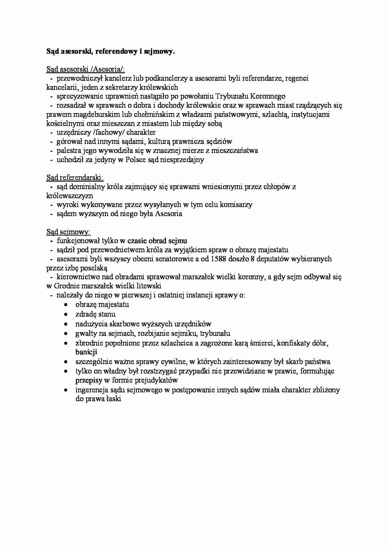 Sąd asesorski i sejmowy - różnice - strona 1