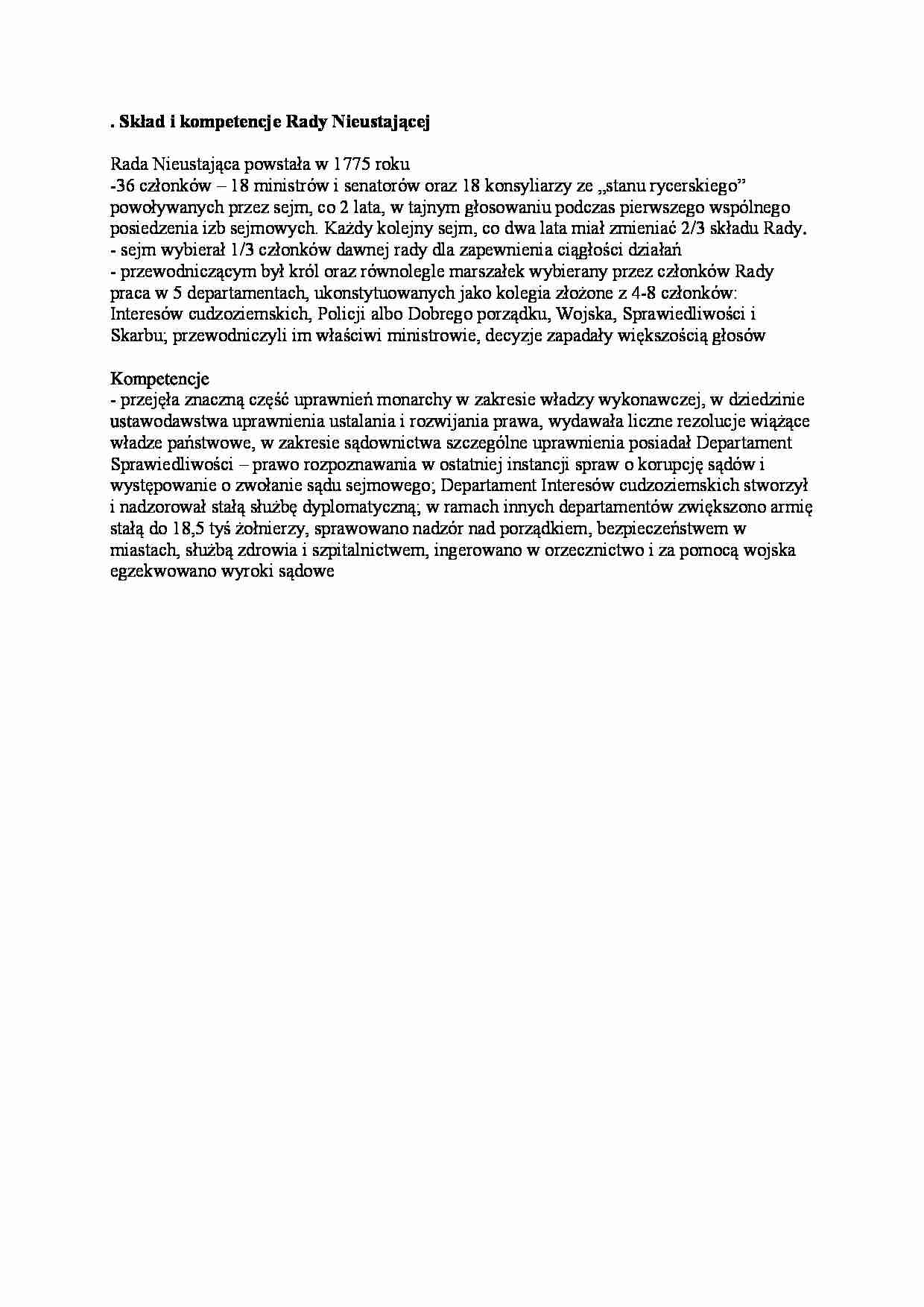 Skład i kompetencje Rady Nieustającej - Kompetencje - strona 1