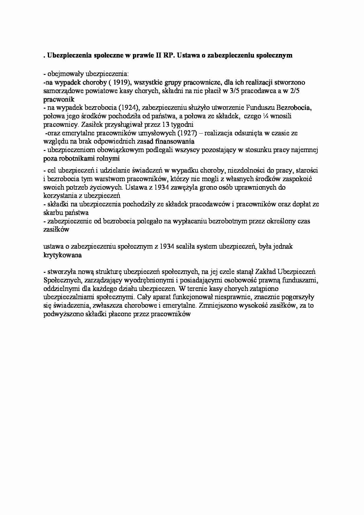 Ubezpieczenia społeczne w prawie II RP. - strona 1