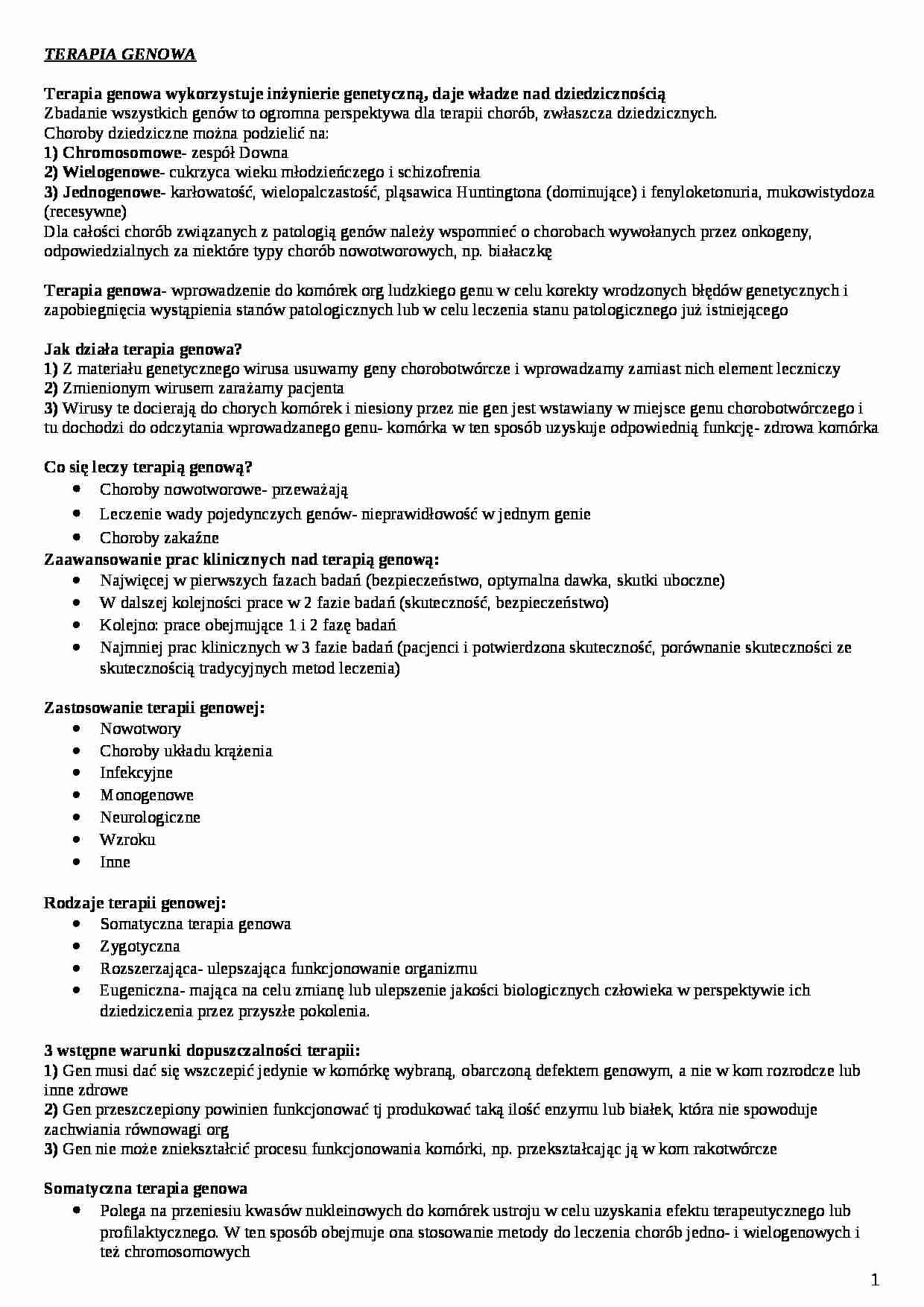 Terapia genowa - omówienie - strona 1