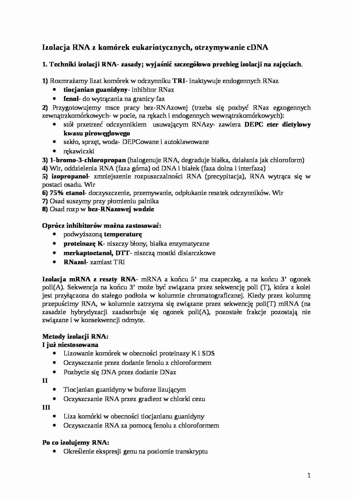 otrzymywanie cDNA - omówienie - strona 1