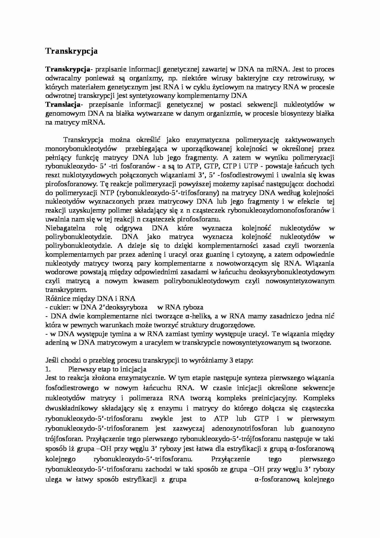 Transkrypcja - omówienie - strona 1