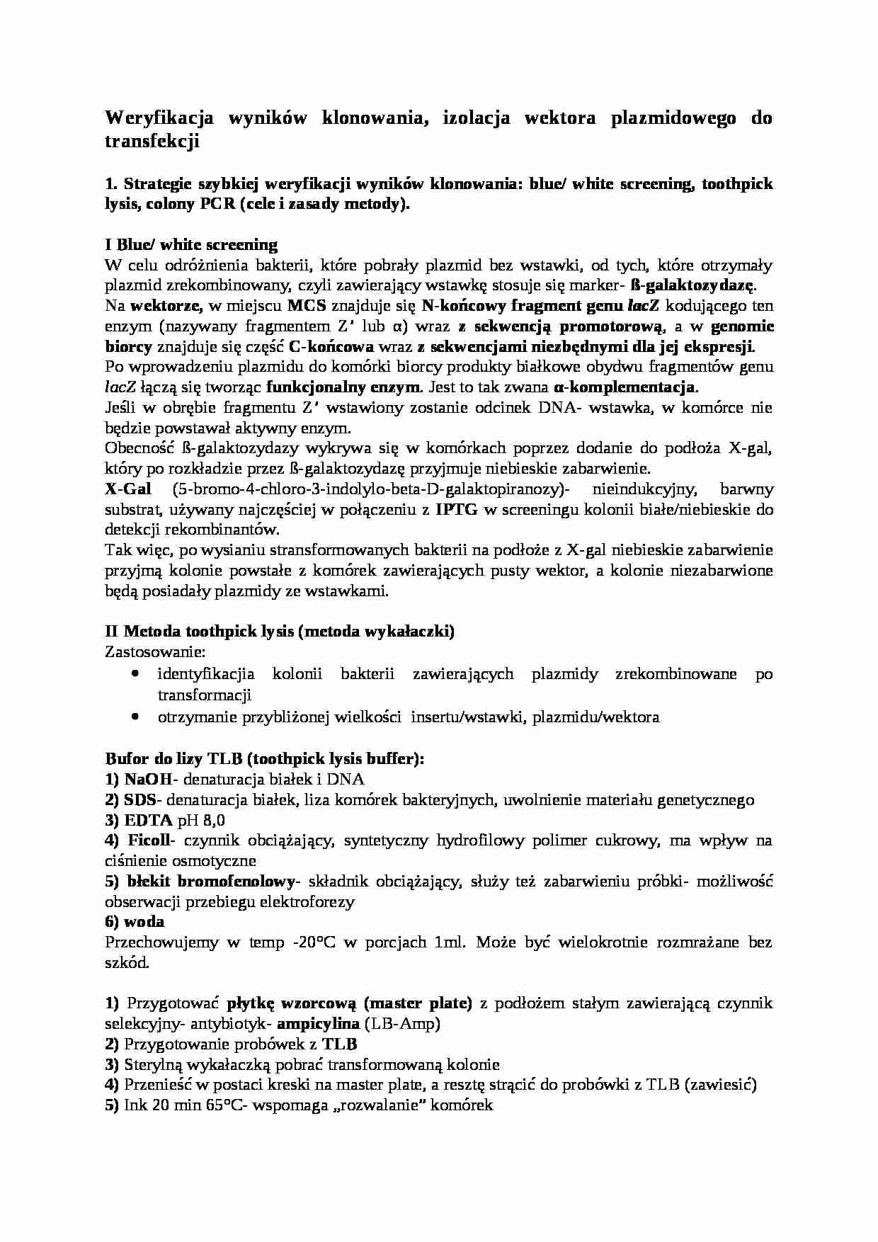 izolacja wektora plazmidowego do transfekcji - omówienie - strona 1