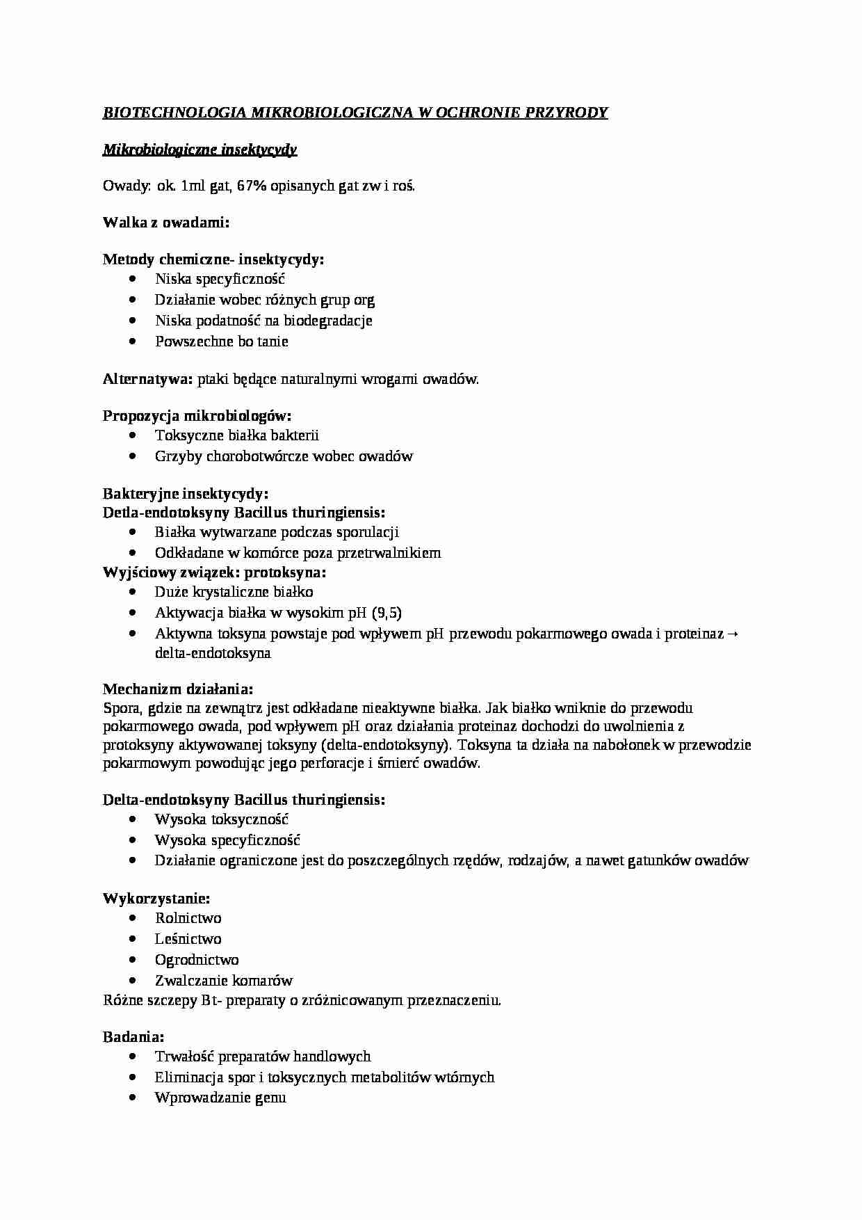 Biotechnologia mikrobiologiczna w ochronie przyrody - strona 1