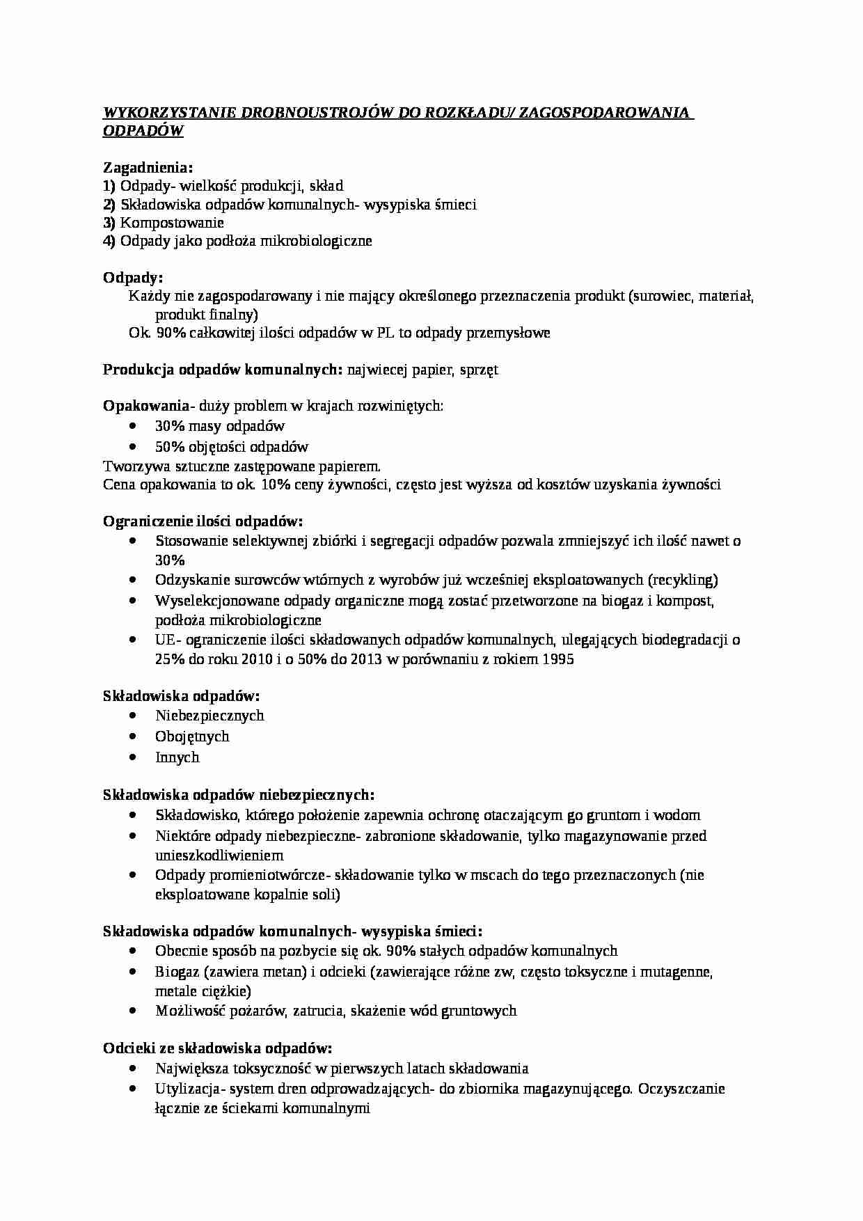 Wykorzystanie drobnoustrojów do rozkładu - omówienie - strona 1