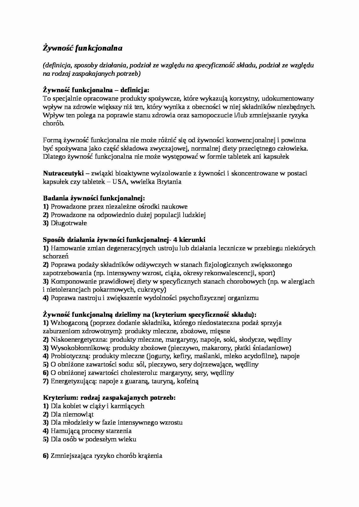 Żywność funkcjonalna - omówienie - strona 1