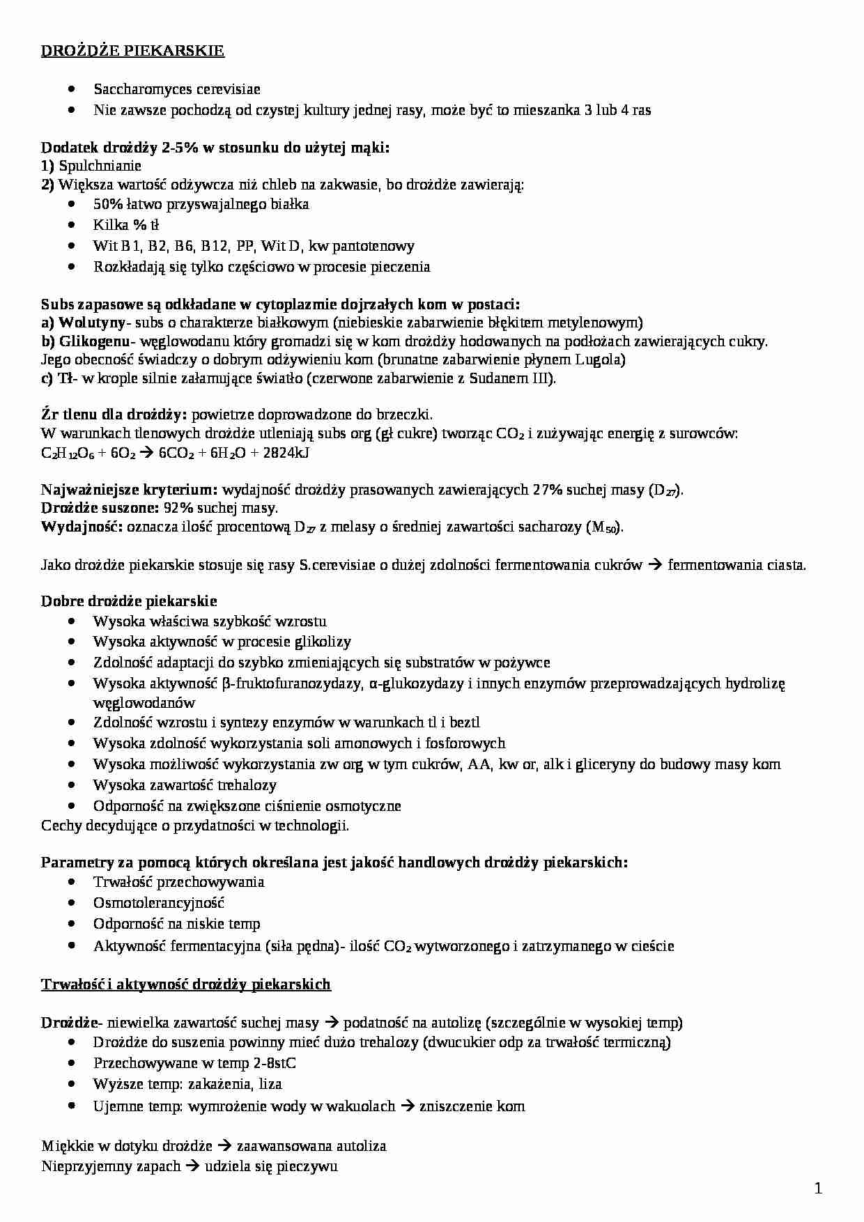  Drożdże piekarskie - omówienie - strona 1