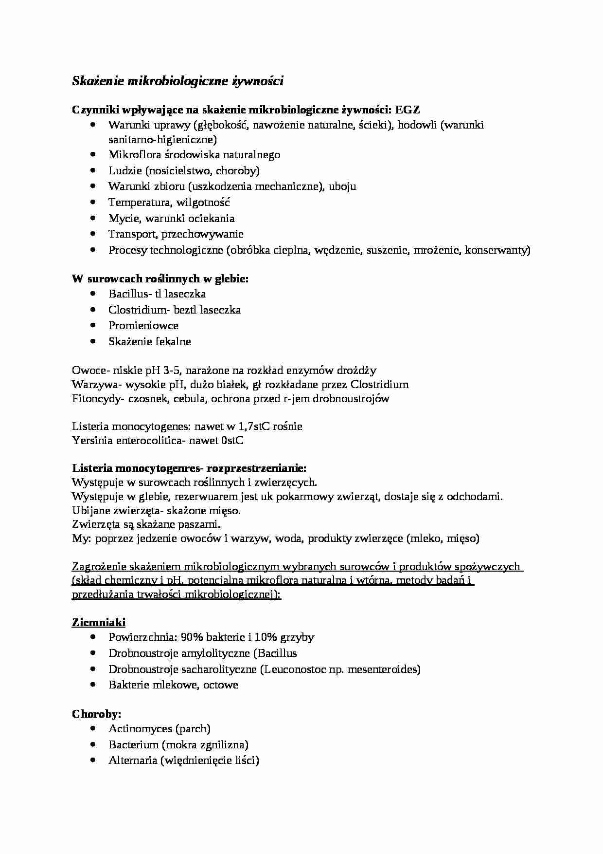  Skażenie mikrobiologiczne żywności - omówienie - strona 1