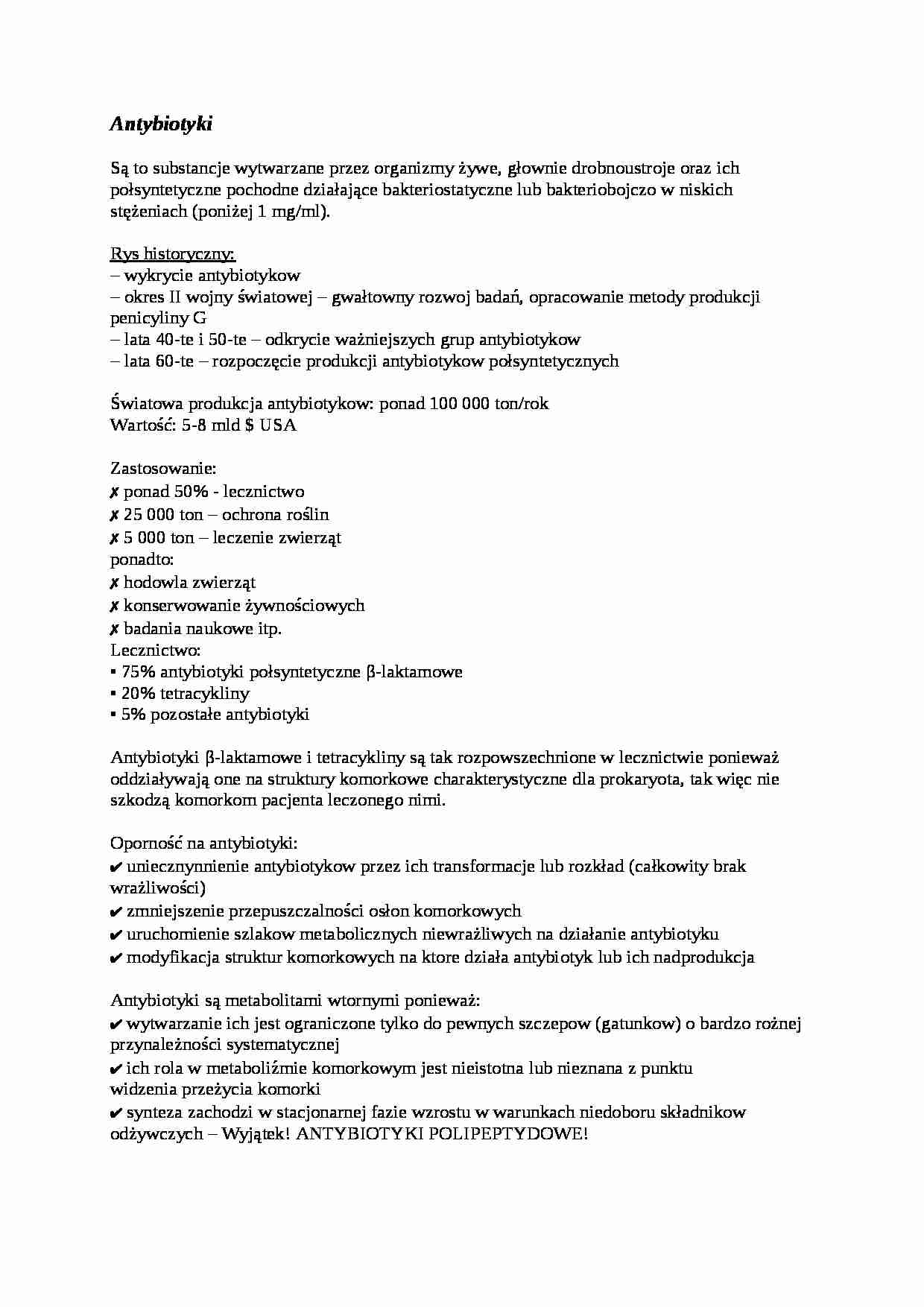  Antybiotyki - omówienie - strona 1