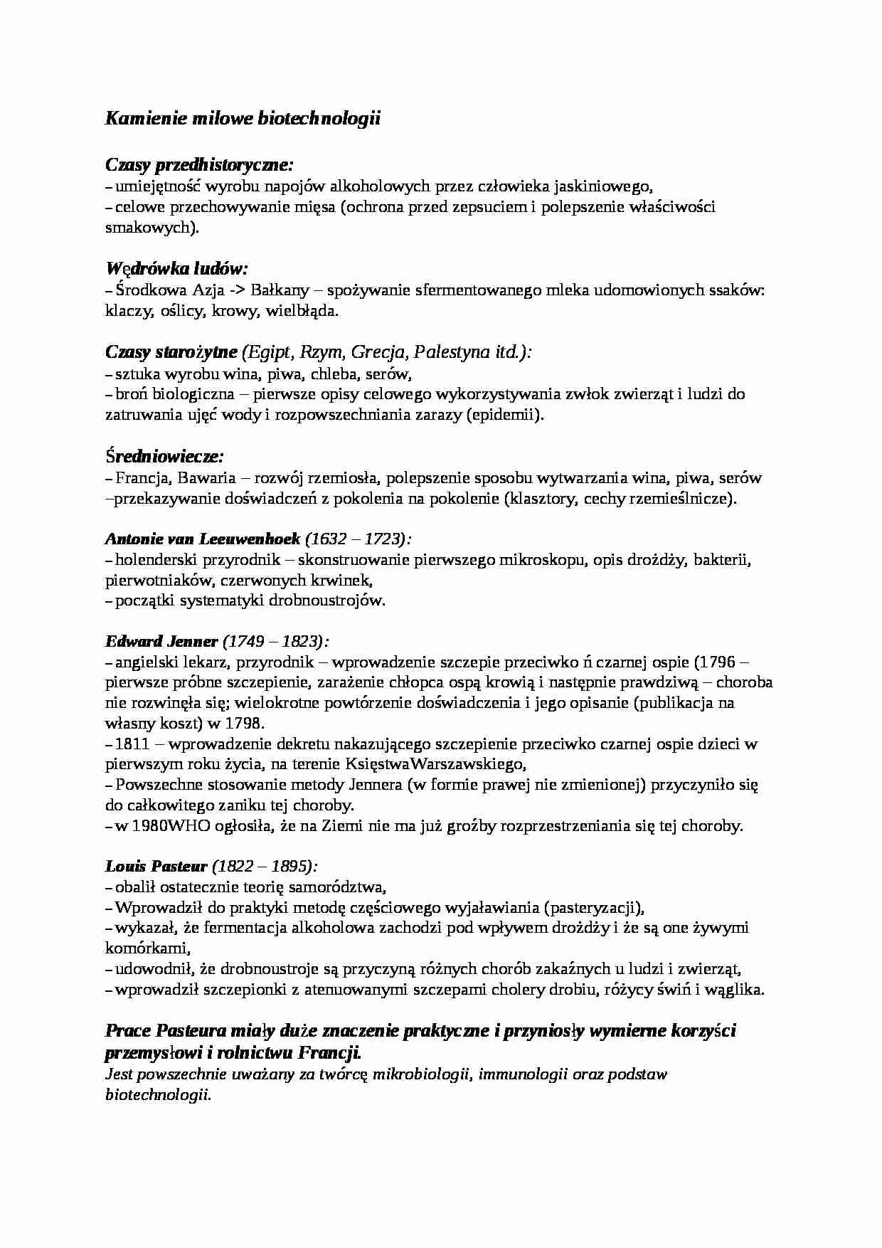  Kamienie milowe biotechnologii - omówienie - strona 1