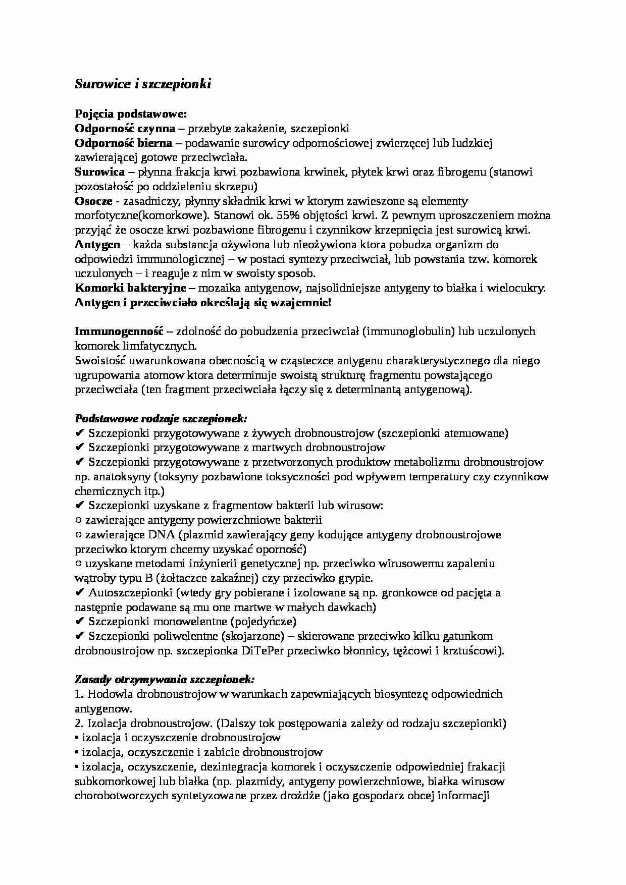  Surowice i szczepionki - omówienie - strona 1