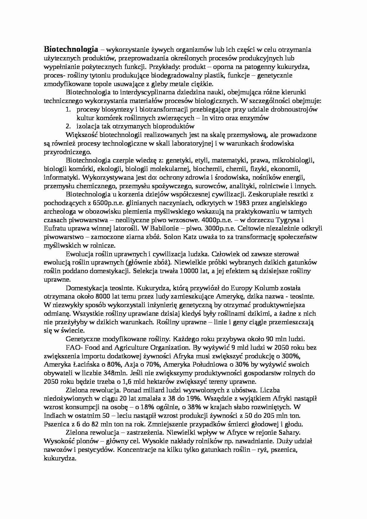  Wstęp do biotechnologii - strona 1