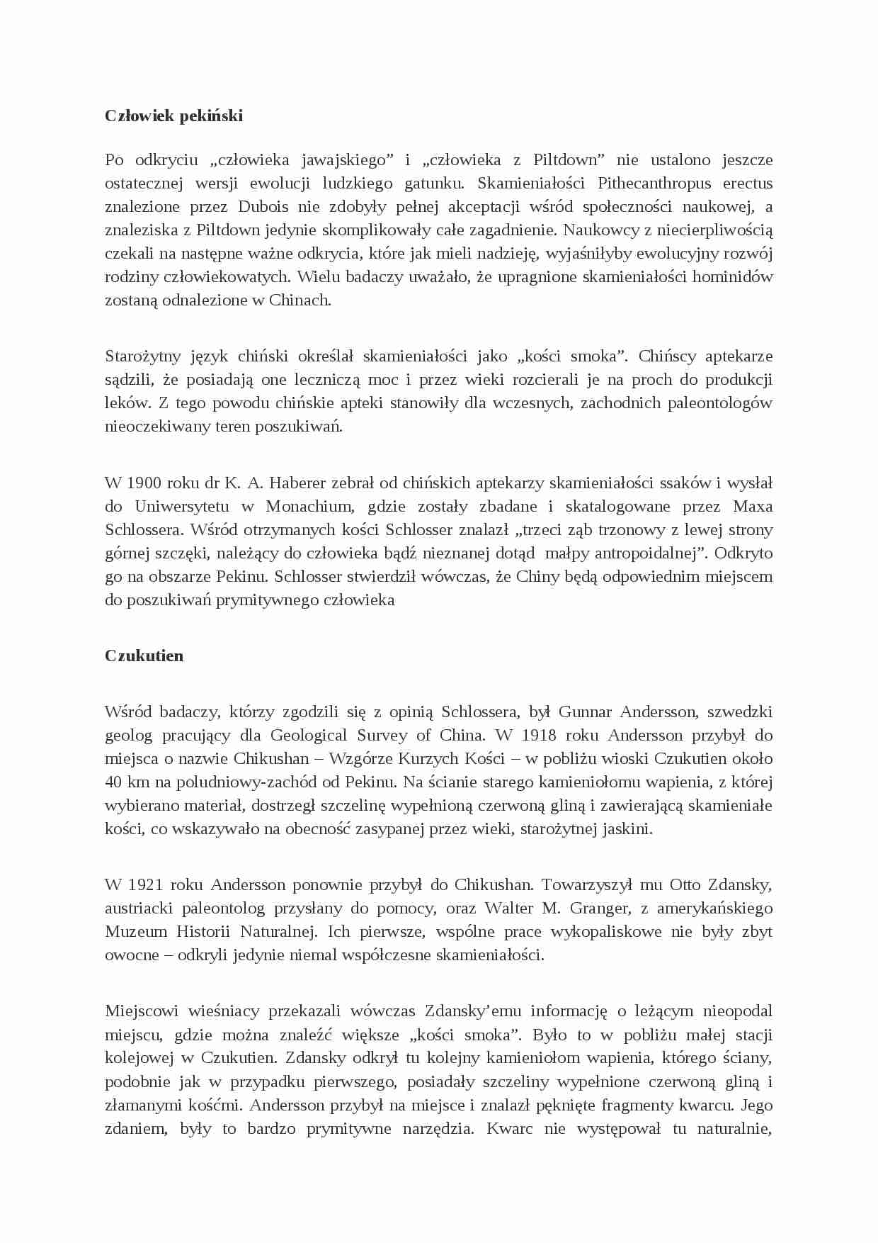 Człowiek pekiński i Czukutien - omówienie - strona 1