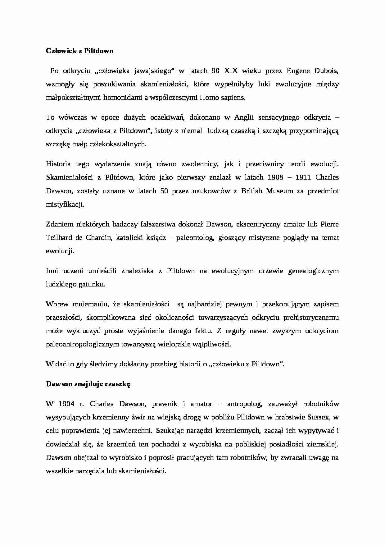 Człowiek z Piltdown - omówienie - strona 1